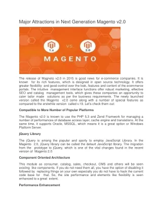 Majro Attractions in Next Generation Magento v2.0