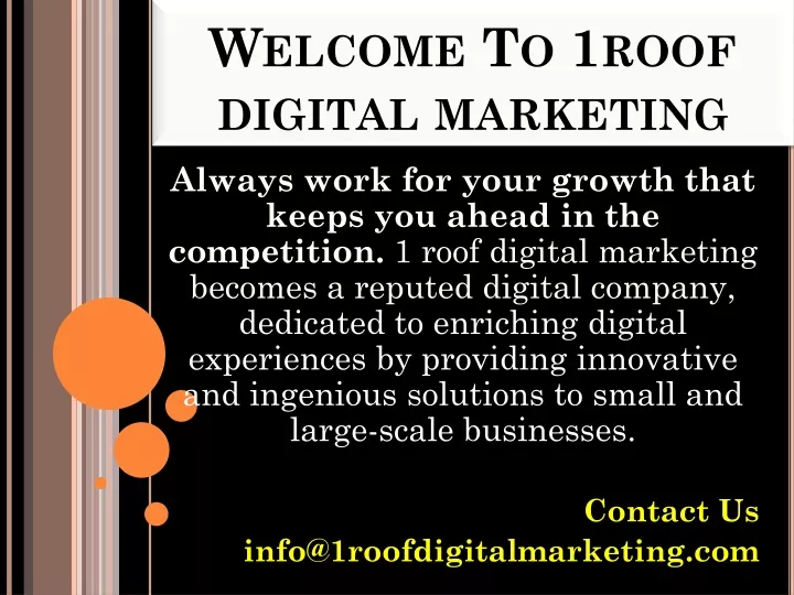 welcome to 1roof digital marketing