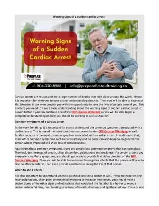 warning signs of a sudden cardiac arrest