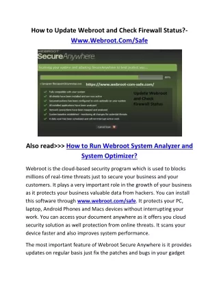how to update webroot and check firewall status