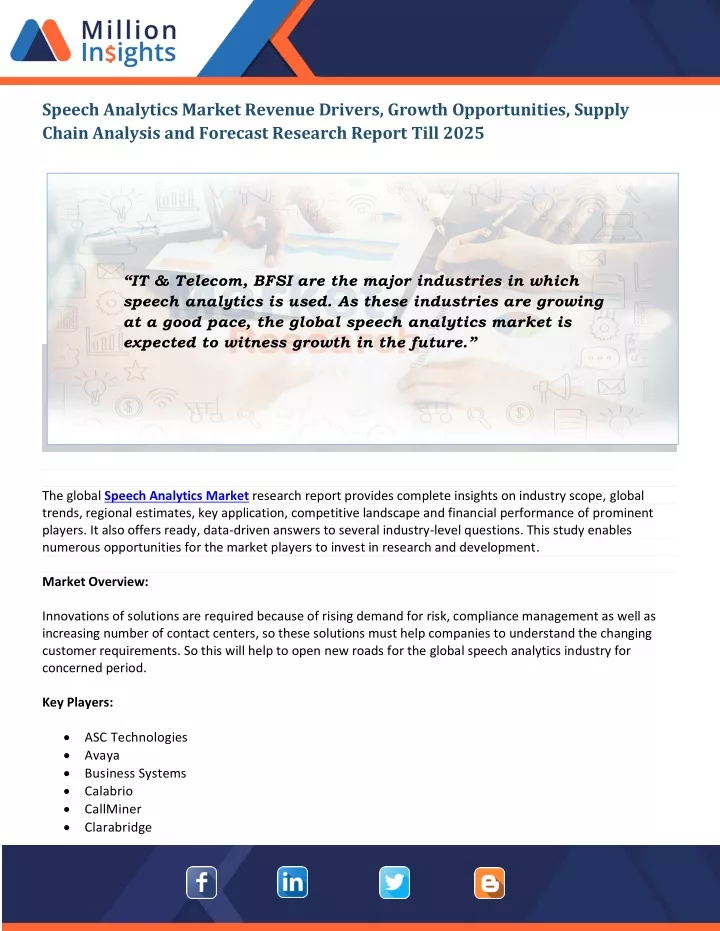 speech analytics market revenue drivers growth