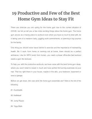Best Home Gym Ideas to Stay Fit