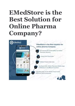 EMedStore is the Best Solution for Online Pharma Company?