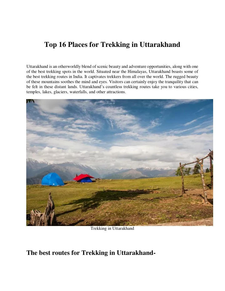 top 16 places for trekking in uttarakhand
