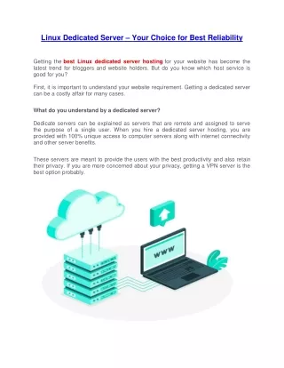 Linux Dedicated Server – Your Choice for Best Reliability