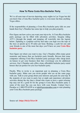 how to plana costa rica bachelor party