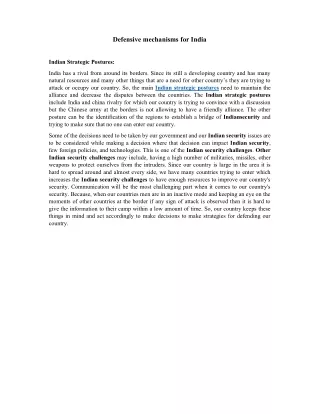defensive mechanisms for india