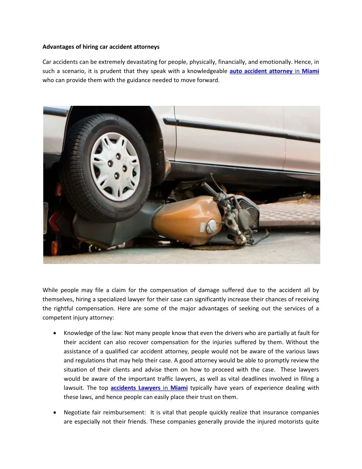 advantages of hiring car accident attorneys