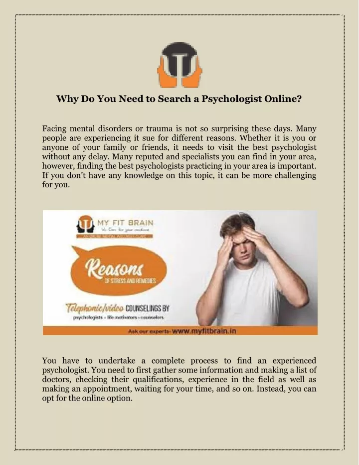 why do you need to search a psychologist online