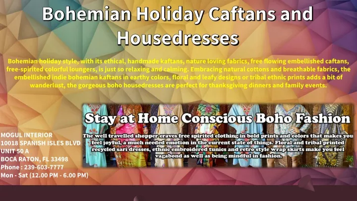 bohemian holiday caftans and housedresses