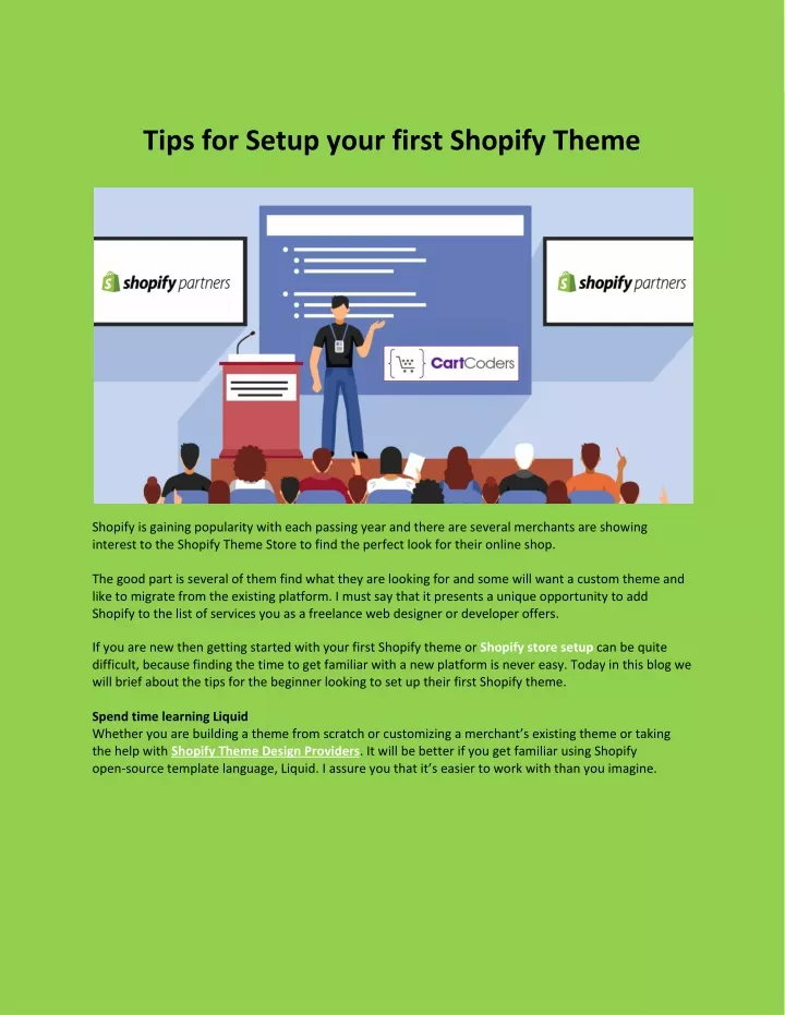tips for setup your first shopify theme