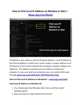how to find local ip address on window