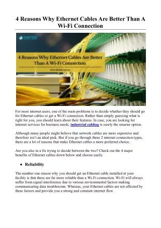 4 reasons why ethernet cables are better than