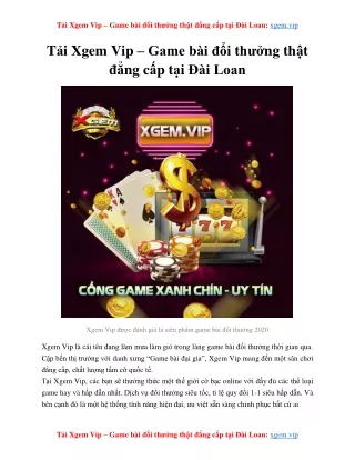 Tải Xgem Vip – Game bài đổi thưởng thật đẳng cấp tại Đài Loan