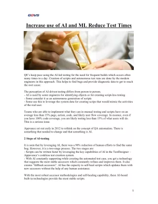 increase use of ai and ml reduce test times