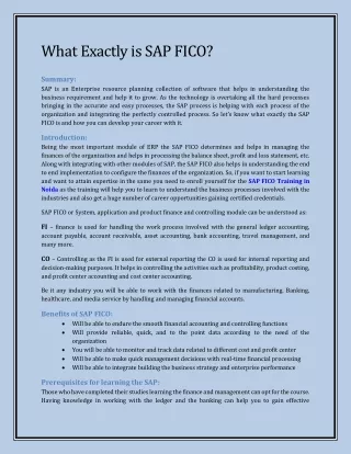what exactly is sap fico