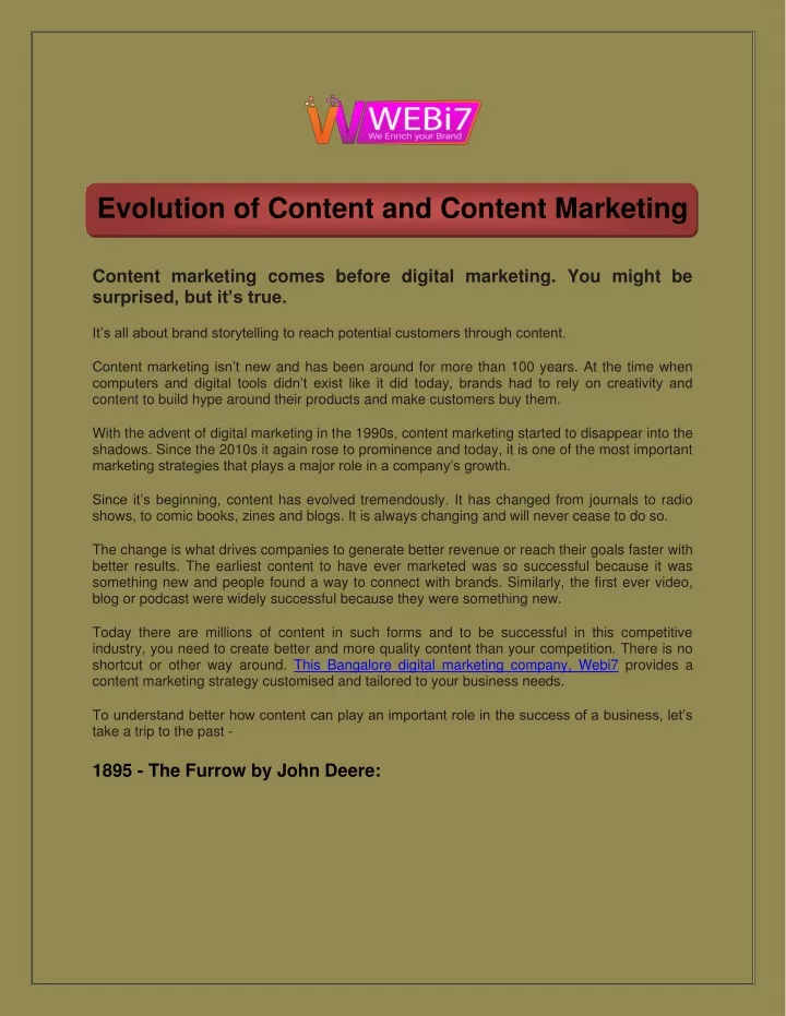 evolution of content and content marketing