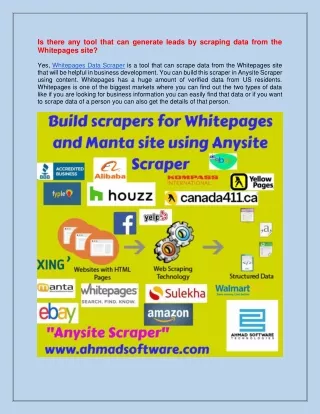 Build scrapers for Whitepages and Manta site using Anysite Scraper