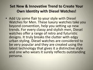 Set New & Innovative Trend to Create Your Own Identity with Diesel Watches!