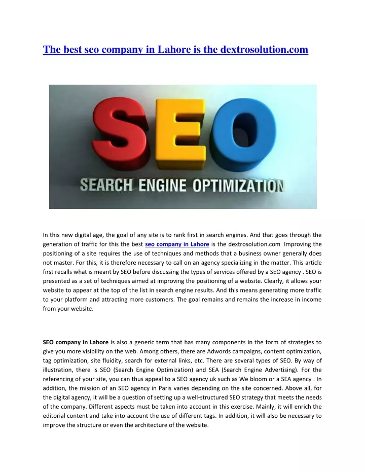the best seo company in lahore