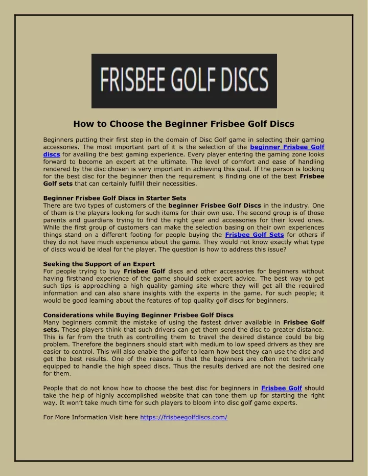 how to choose the beginner frisbee golf discs