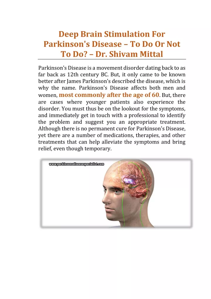 deep brain stimulation for parkinson s disease
