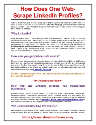 how does one web scrape linkedin profiles