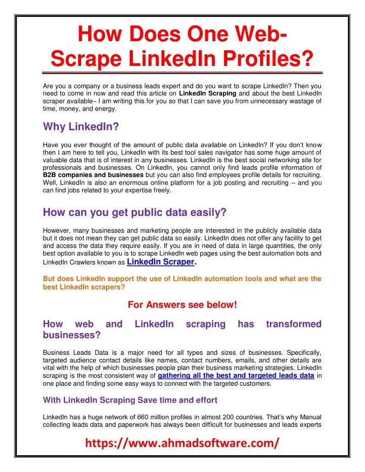 how does one web scrape linkedin profiles