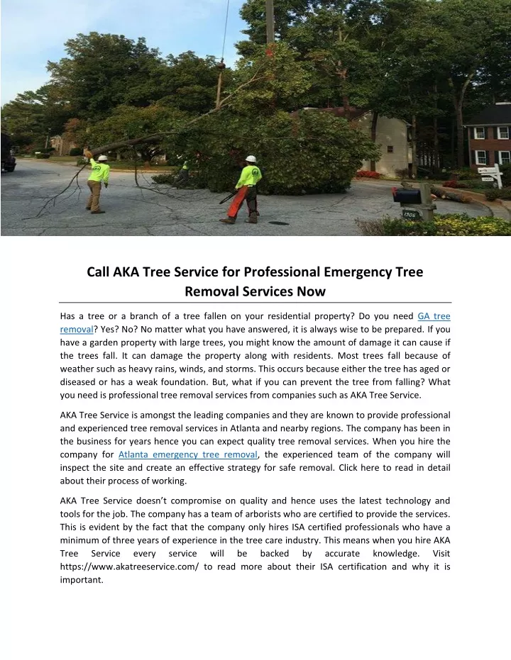call aka tree service for professional emergency