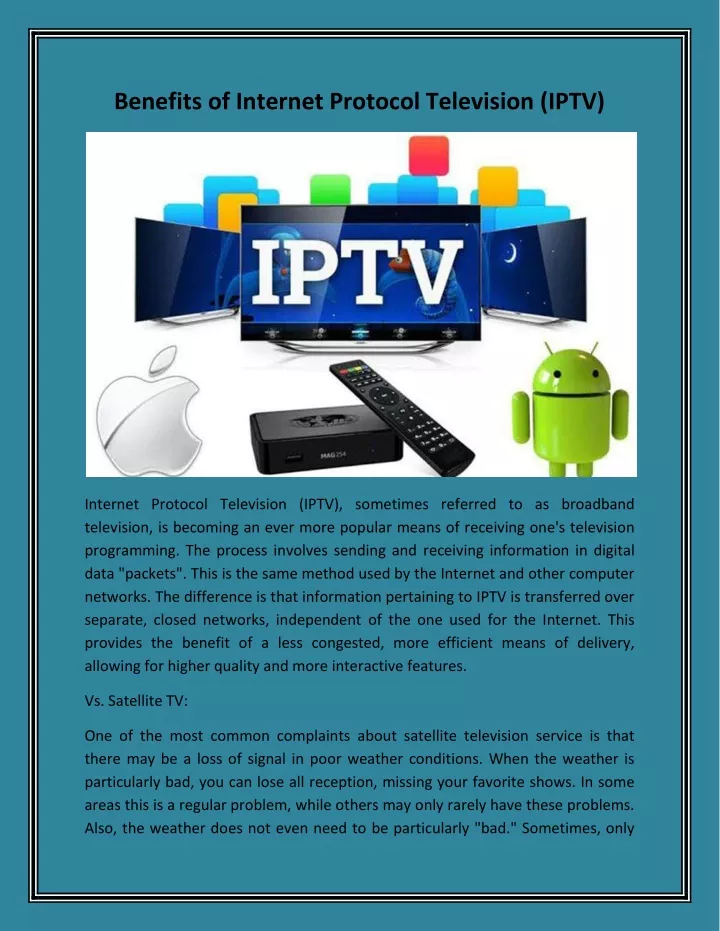 benefits of internet protocol television iptv