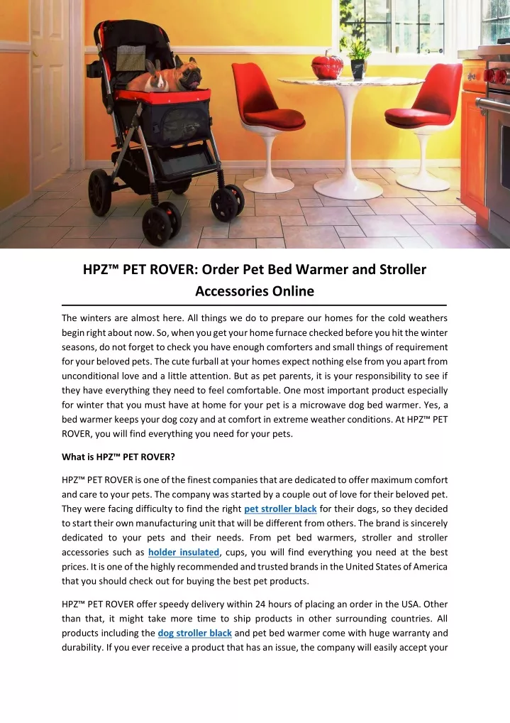 hpz pet rover order pet bed warmer and stroller
