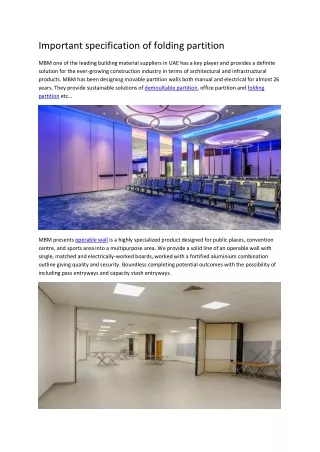 important specification of folding partition