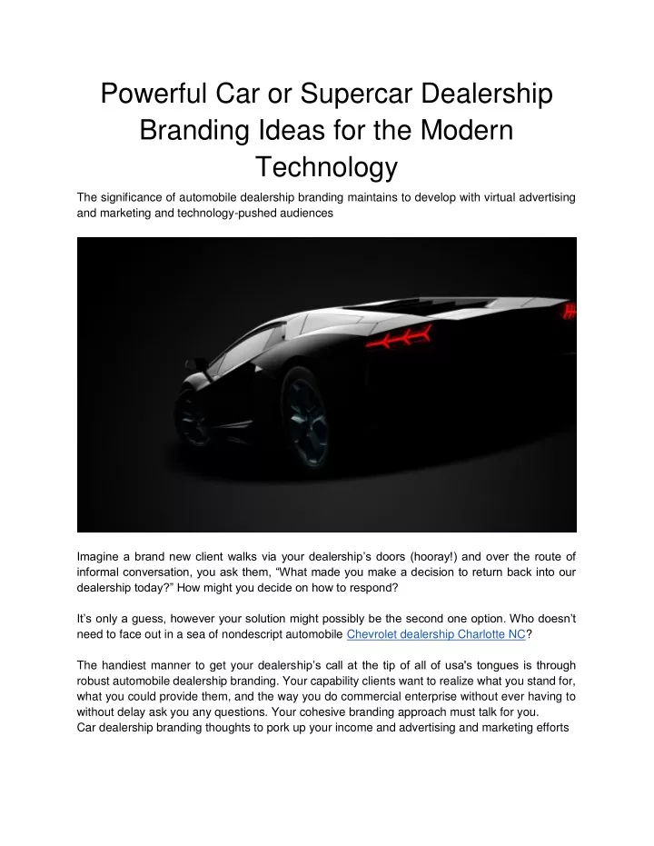 powerful car or supercar dealership branding