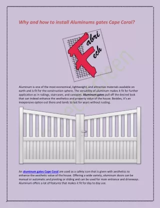 why and how to install aluminums gates cape coral