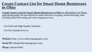 create contact list for smart home businesses in ohio