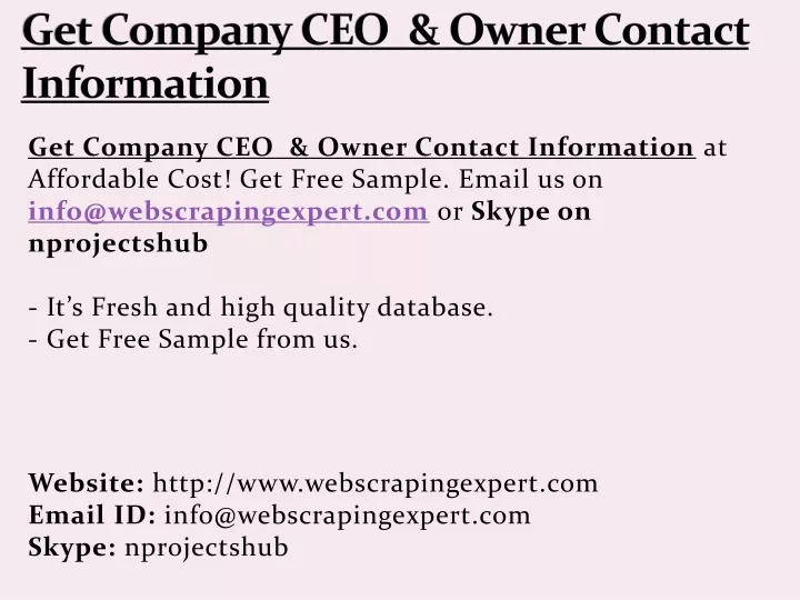 get company ceo owner contact information