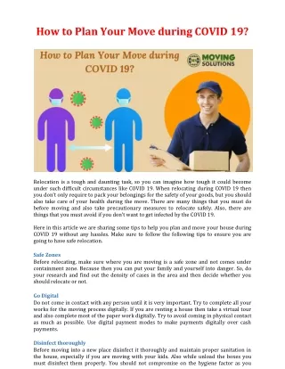 how to plan your move during covid 19