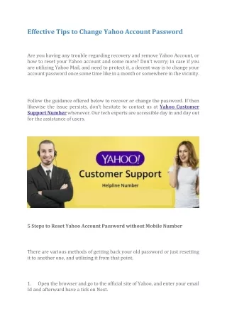 Effective Tips to Change Yahoo Account Password