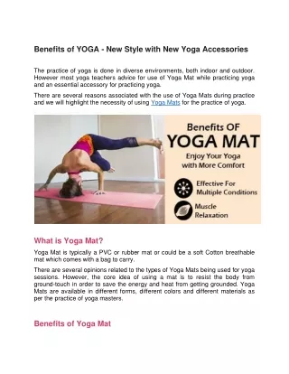 Benefits of YOGA - New Style with New Yoga Accessories