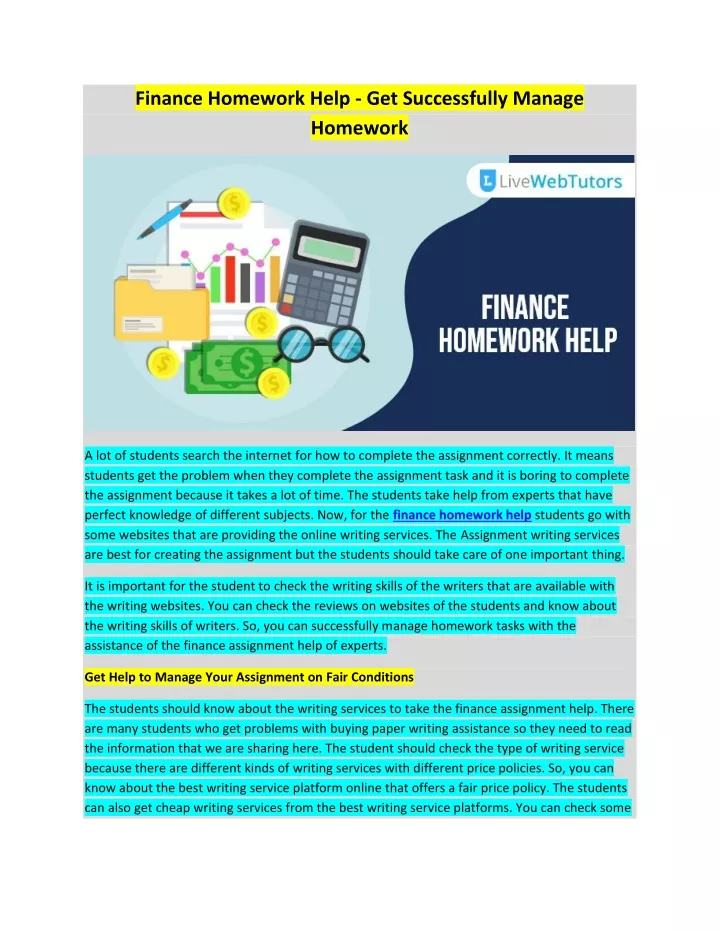 finance homework help get successfully manage