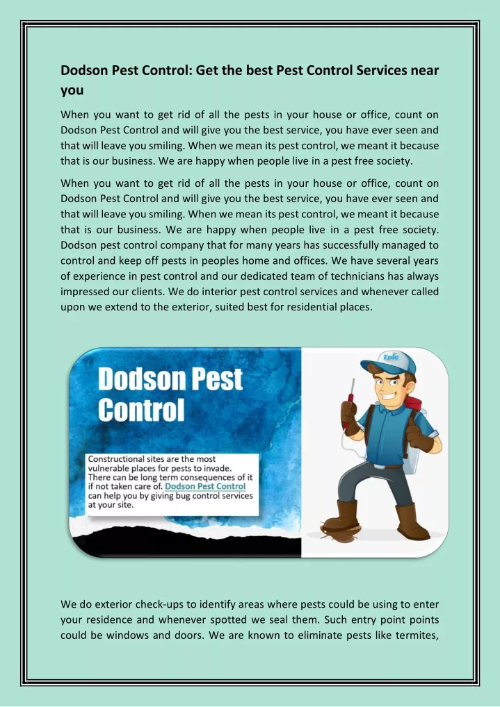 dodson pest control get the best pest control