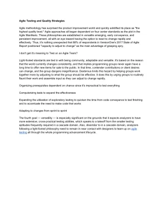 agile testing and quality strategies agile