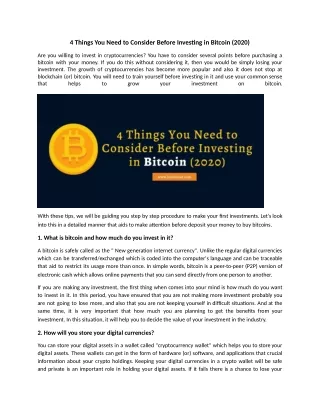 4 things you need to consider before inves