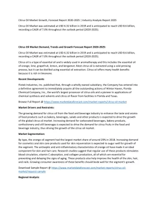 citrus oil market growth forecast report 2020