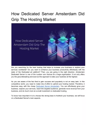 how dedicated server amsterdam did grip