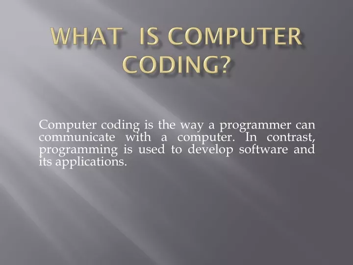 what is computer coding