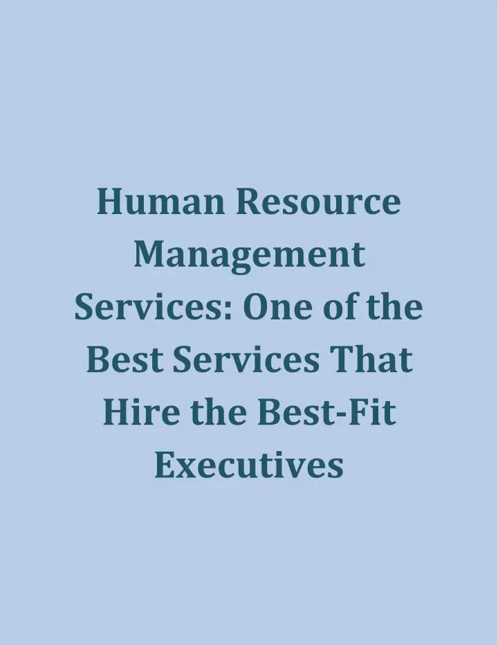 human resource management services