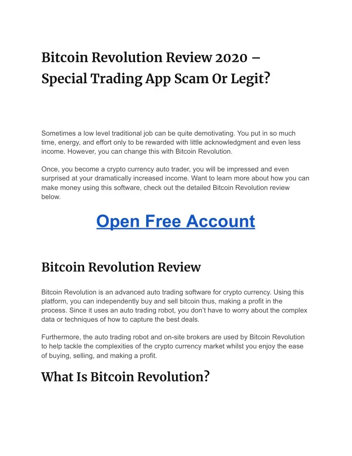 bitcoin revolution review 2020 special trading