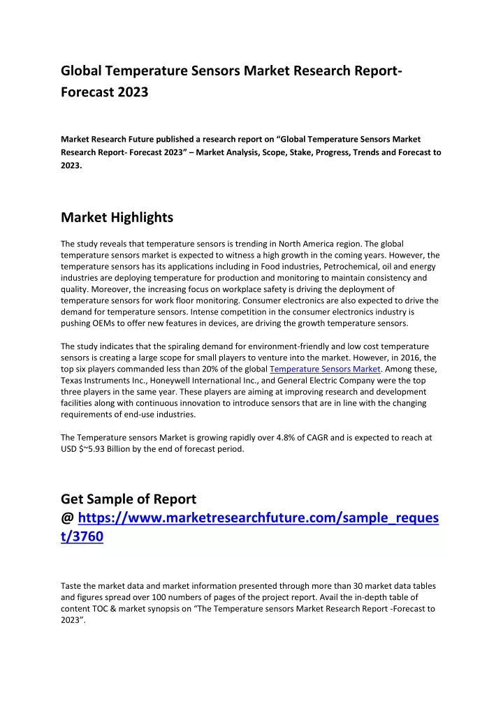 global temperature sensors market research report