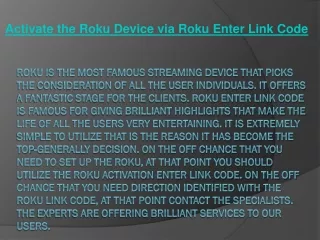Activate the Roku Device via Roku Enter Link Code